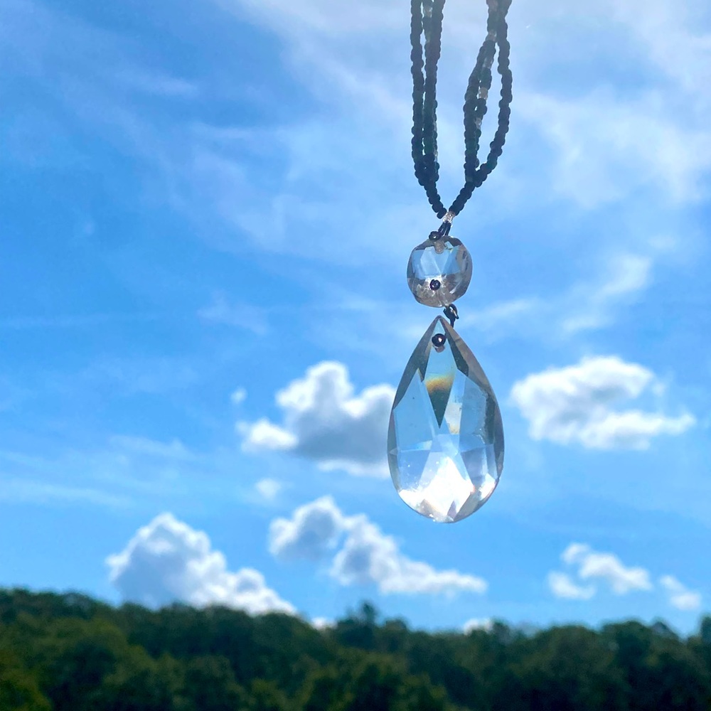 Real crystal glass pendant necklace